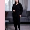 Rose Miss Pyjama boutonné côtelé – Réf 16464 – Noir