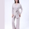 Rose Miss Ensemble pyjama côtelé gilet et débardeur 3 pièces – Réf 16466 – Taupe