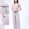 Rose Miss Ensemble pyjama côtelé gilet et débardeur 3 pièces – Réf 16466 – Beige