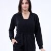 Rose Miss Ensemble pyjama côtelé gilet et débardeur 3 pièces – Réf 16466 – Noir
