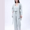 Rose Miss Ensemble pyjama côtelé gilet et débardeur 3 pièces – Réf 16466 – Vert