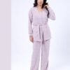 Rose Miss Ensemble pyjama côtelé gilet et débardeur 3 pièces – Réf 16466 – Lilas