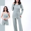 Rose Miss Pyjama 3 pièces côtelé avec gilet – Réf 16473 – Vert d'eau