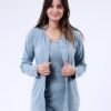 Rose Miss Pyjama 3 pièces côtelé avec gilet – Réf 16473 – Bleu gris