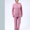 Rose Miss Pyjama 3 pièces côtelé avec gilet – Réf 16473 – Vieux rose