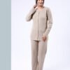 Rose Miss Pyjama 3 pièces côtelé avec gilet – Réf 16473 – Beige