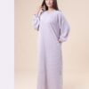 Rose Miss Chemise de nuit longue côtelée – Réf 16490 – Lilas