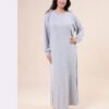 Rose Miss Chemise de nuit longue côtelée – Réf 16490 – Gris
