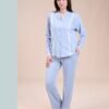 Rose Miss Pyjama boutonné dentelle – Réf 16500 – Bleu ciel