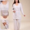 Rose Miss Pyjama 3 pièces avec gilet dentelle – Réf 16511 – Beige