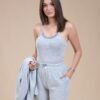 Rose Miss Pyjama 3 pièces avec gilet dentelle – Réf 16511 – Gris bleu
