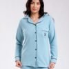 Rose Miss Pyjama boutonné brodé – Réf 16529 – Turquoise