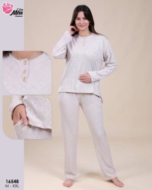 Rose Miss Pyjama jacquard – Réf 16548 – Beige