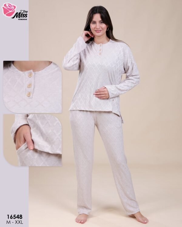 Rose Miss Pyjama jacquard – Réf 16548 – Beige