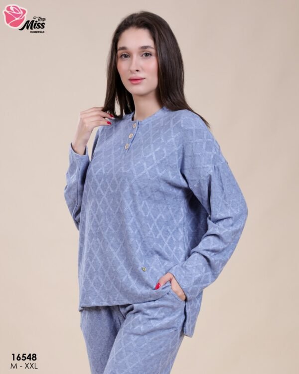 Rose Miss Pyjama jacquard – Réf 16548 – Bleu jean
