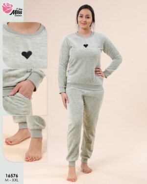 Rose Miss Pyjama polaire cœur – Réf 16576 – Vert sauge