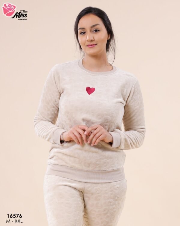 Rose Miss Pyjama polaire cœur – Réf 16576 – Beige