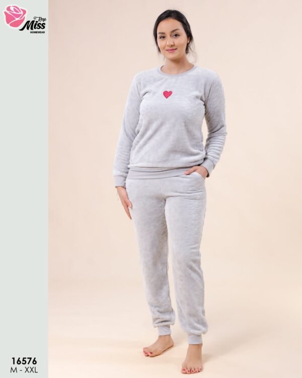 Rose Miss Pyjama polaire cœur – Réf 16576 – Gris clair