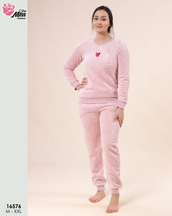 Rose Miss Pyjama polaire cœur – Réf 16576 – Rose