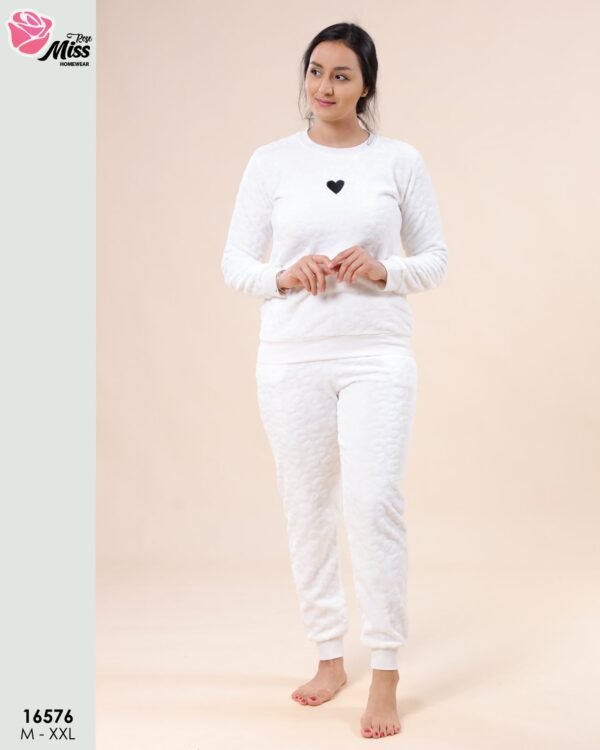 Rose Miss Pyjama polaire cœur – Réf 16576 – Blanc