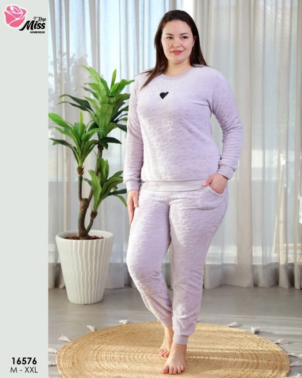 Rose Miss Pyjama polaire cœur – Réf 16576 – Lilas