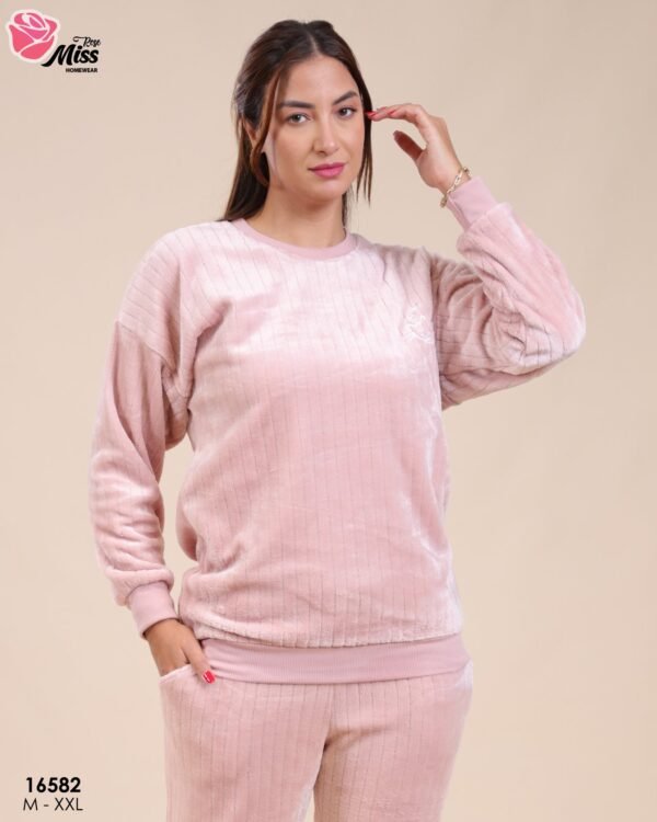 Rose Miss Pyjama polaire côtelé – Réf 16582 – Vieux rose