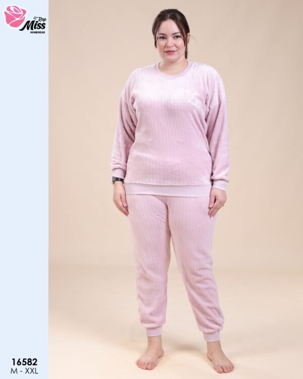 Rose Miss Pyjama polaire côtelé – Réf 16582 – Rose pâle