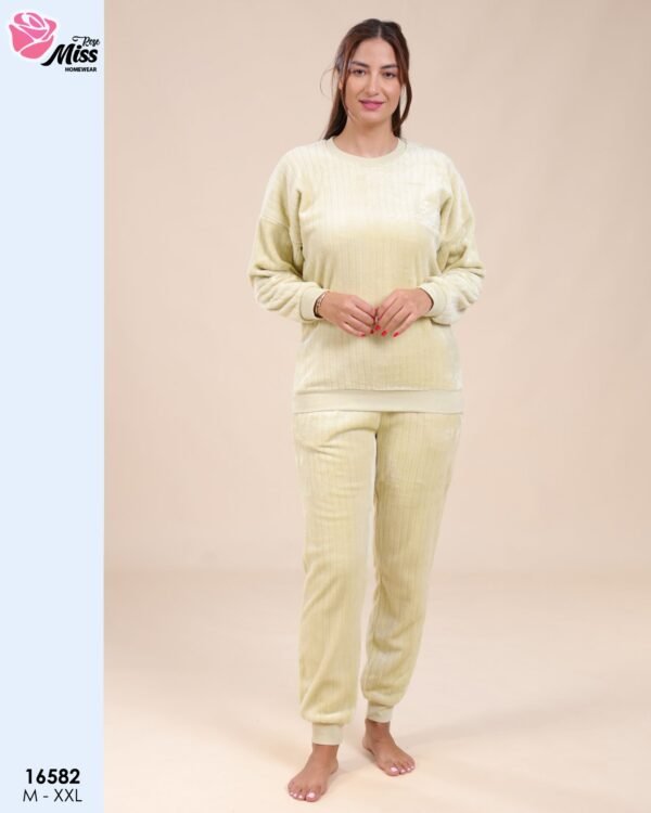 Rose Miss Pyjama polaire côtelé – Réf 16582 – Vert anis