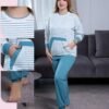 Rose Miss Pyjama rayé – Réf 16603 – Blanc pétrole