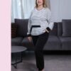 Rose Miss Pyjama rayé – Réf 16603 – Blanc noir