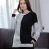 Rose Miss Pyjama rayé bicolore – Réf 16604 – Blanc noir