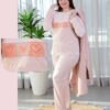 Rose Miss Ensemble pyjama polaire et peignoir capuche 3 pièces – Réf 16615 – Rose