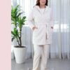 Rose Miss Ensemble pyjama polaire et peignoir capuche 3 pièces – Réf 16615 – Écru