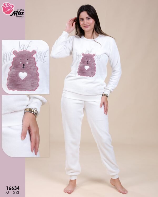 Rose Miss Pyjama polaire ourson – Réf 16634 – Écru