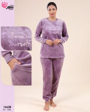Rose Miss Pyjama velours brodé – Réf 16638 – Mauve