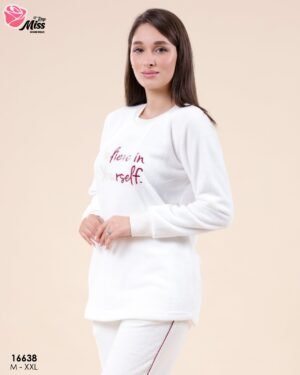 Rose Miss Pyjama velours brodé – Réf 16638 – Blanc