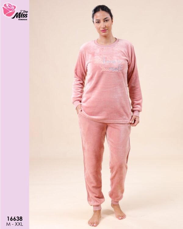 Rose Miss Pyjama velours brodé – Réf 16638 – Vieux rose Rose Miss Pyjama velours brodé – Réf 16638 – Vieux rose