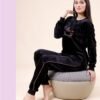 Rose Miss Pyjama velours brodé – Réf 16638 – Noir Rose Miss Pyjama velours brodé – Réf 16638 – Noir