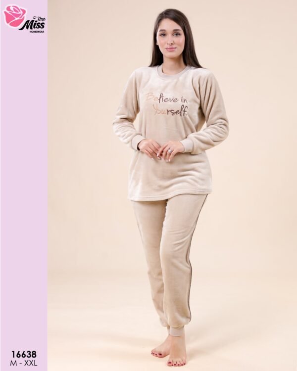 Rose Miss Pyjama velours brodé – Réf 16638 – Beige Rose Miss Pyjama velours brodé – Réf 16638 – Beige