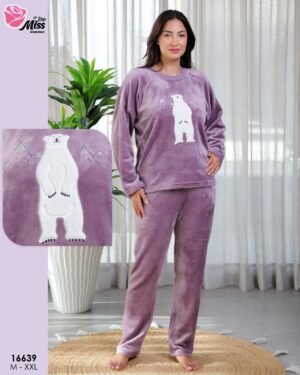 Rose Miss Pyjama polaire ours – Réf 16639 – Mauve