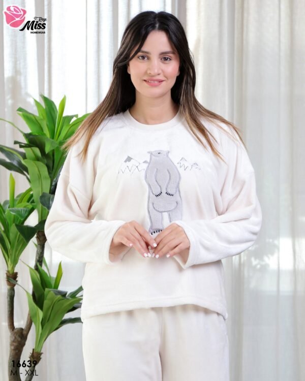 Rose Miss Pyjama polaire ours – Réf 16639 – Écru