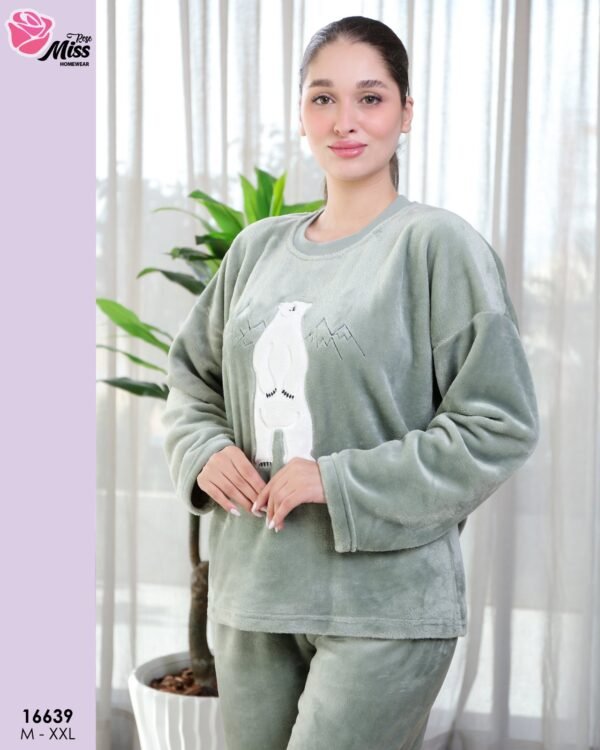Rose Miss Pyjama polaire ours – Réf 16639 – Vert sauge