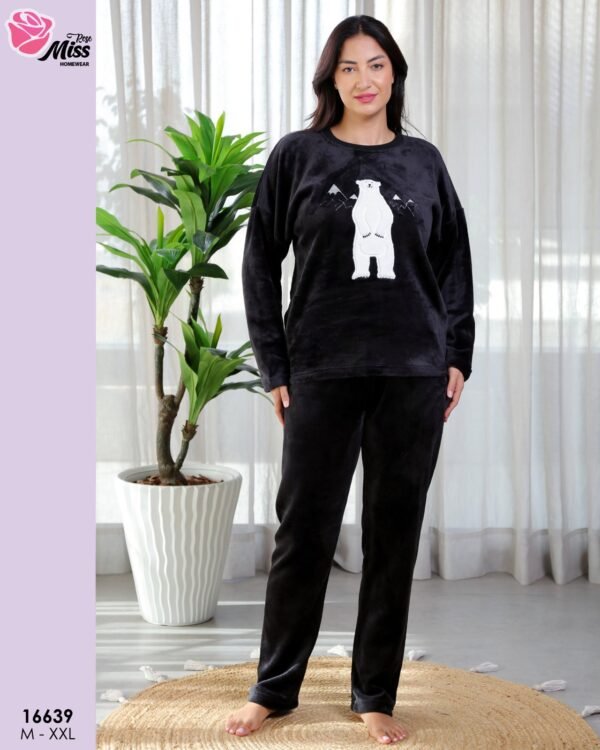 Rose Miss Pyjama polaire ours – Réf 16639 – Noir