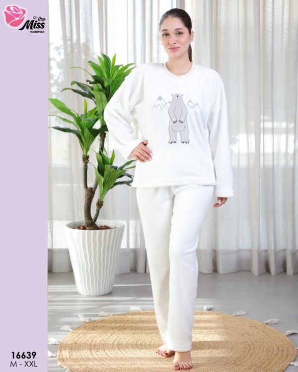Rose Miss Pyjama polaire ours – Réf 16639 – Blanc