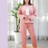 Rose Miss Pyjama polaire ours – Réf 16639 – Vieux rose