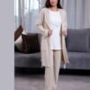 Rose Miss Ensemble pyjama et peignoir 3 pièces – Réf 16642 – Beige