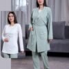 Rose Miss Ensemble pyjama et peignoir 3 pièces – Réf 16642 – Vert d'eau