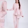 Rose Miss Ensemble pyjama et gilet dentelle 3 pièces – Réf 16648 – Rose