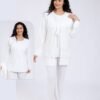 Rose Miss Ensemble pyjama et gilet dentelle 3 pièces – Réf 16648 – Blanc