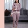 Rose Miss Pyjama boutonné à carreaux – Réf 16656 – Vieux rose